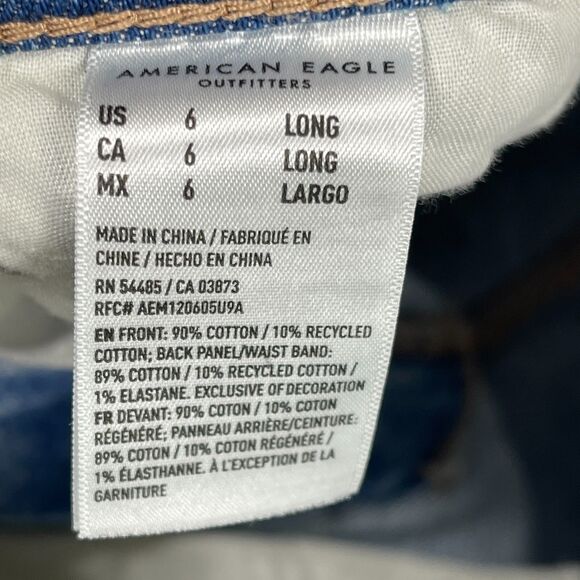 American Eagle Outfitters Baggy Jeans Womens 6 Long Strigid Ripped Blue Straight - Picture 13 of 16